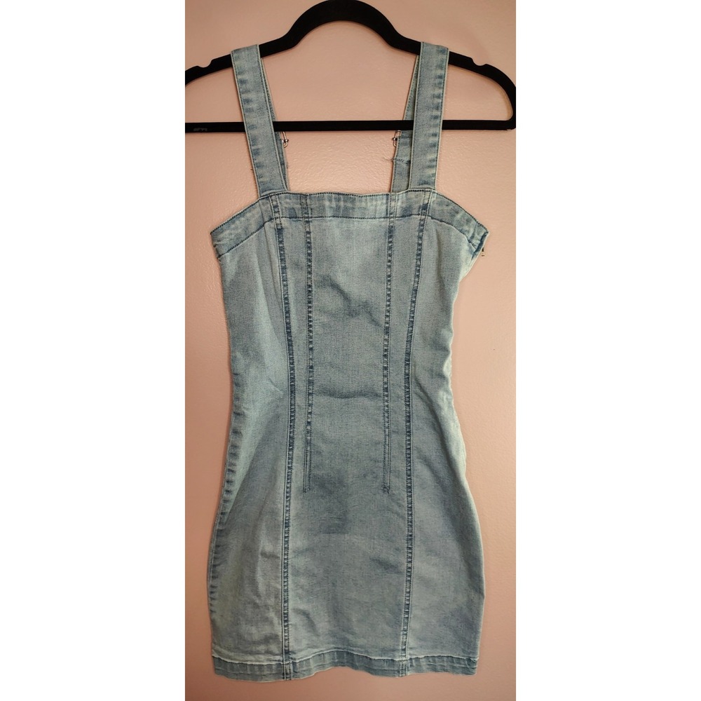 Forever 21 Denim Mini Dress Size S Juniors‎ Bodycon Light Wash Sleeveless Y2K